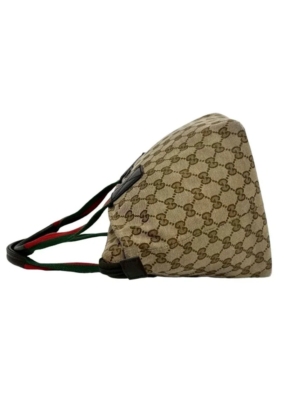 Gucci Sherry Line GG Logo Pattern Canvas Leather Handbag Mini Tote Brown
